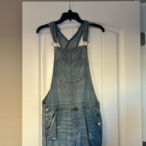 American Eagle Medium distressed denim overalls